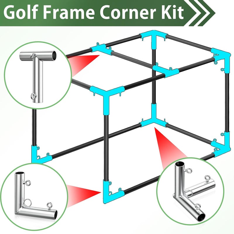 ForoGore 10 Pcs 1'' Golf Frame Corner Kit DIY Canopy Fittings Kit with Threaded Eye Bolts for EMT Pipe 10' L x 10' W x 10' H Practice Golf Cage Net Indoor Outdoor Home - Image 5